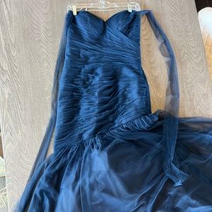 Wo•too Silhouette Chiffon Woman’s Navy Blue Elegant Formal Dress